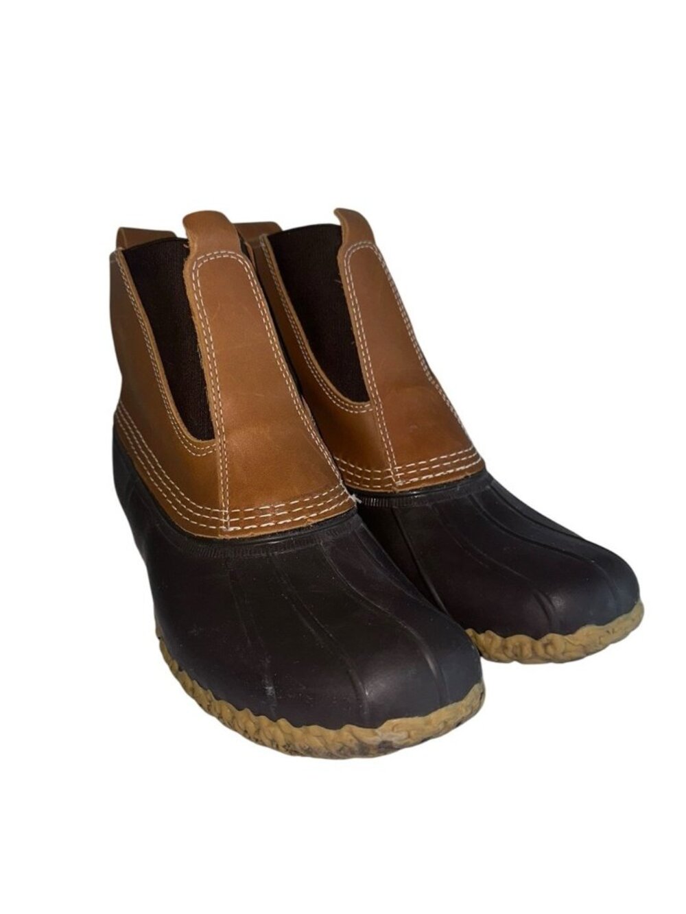 L.L. Bean Brown Leather and Black Rubber Chelsea Duck Boots